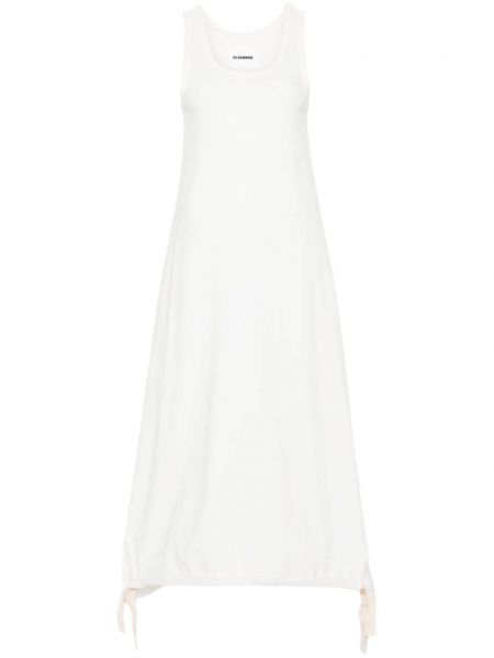 Βαμβακερή μάξι φόρεμα με κέντημα Jil Sander λευκό