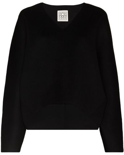 Jersey con escote v de tela jersey oversized Totême negro