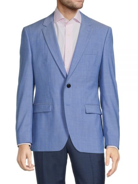 Шерстяной пиджак Hugo Boss синий