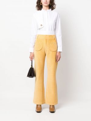 Velvetist sirged püksid Destree kollane