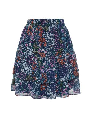 Pletena mini suknja od šifona s cvjetnim printom Trendyol plava