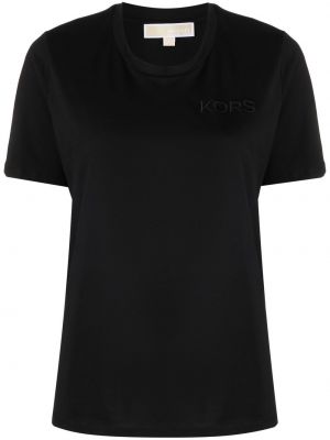 Памучна тениска бродирана Michael Kors черно
