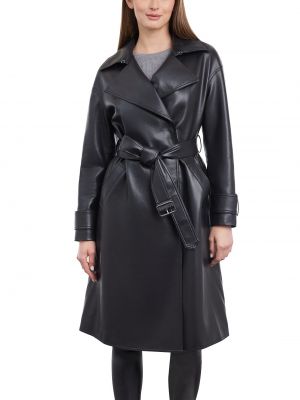 Кожаный пальто с поясом из искусственной кожи Bcbgeneration черный