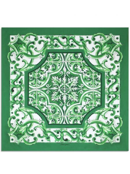 Копринен шал с принт Dolce & Gabbana зелено