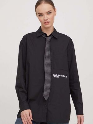 Хлопковая рубашка Karl Lagerfeld черная