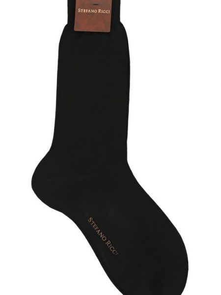 Хлопковые шелковые носки Stefano Ricci черные