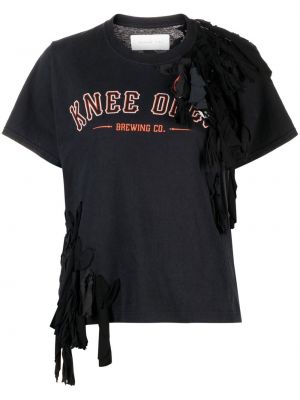 Raštuotas marškinėliai su nubrozdinimais Conner Ives juoda