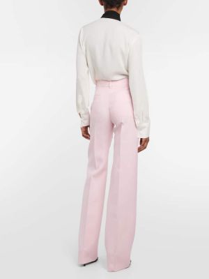 Svilene vunene hlače bootcut Valentino ružičasta