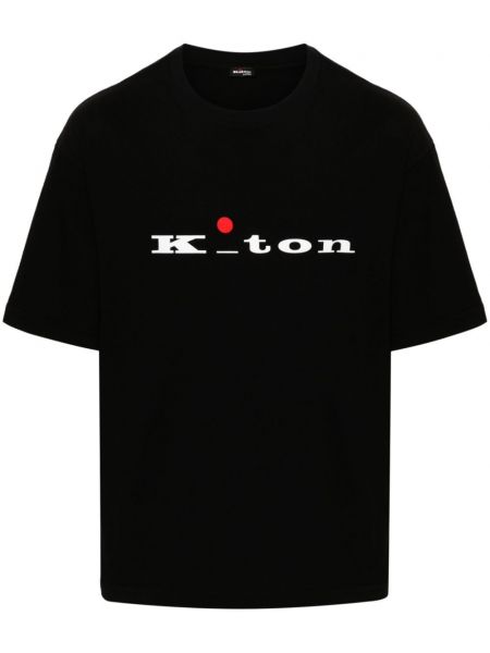Βαμβακερή μπλούζα με σχέδιο Kiton μαύρο