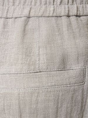 Krepové lněné kalhoty relaxed fit Brunello Cucinelli šedé