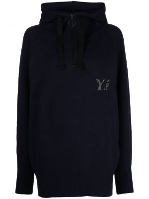 Strick hoodie mit stickerei Y's blau