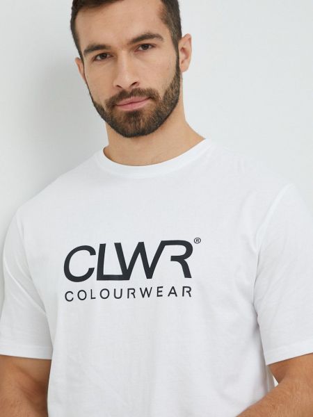 Памучна тениска с дълъг ръкав с принт Colourwear бяло