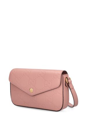 Δερμάτινη τσάντα ώμου Gucci ροζ