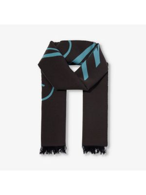 Шелковый шерстяной шарф с надписями Burberry