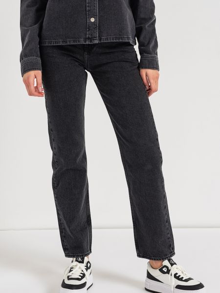 Прямые джинсы с высокой талией Calvin Klein Jeans черные