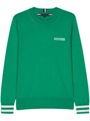 Пуловер бродиран на райета Tommy Hilfiger зелено