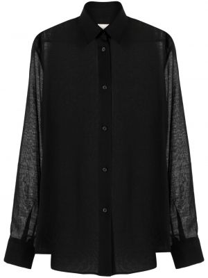 Priehľadná vlnená košeľa Khaite čierna