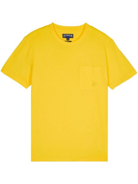 T-shirt brodé en coton Vilebrequin jaune