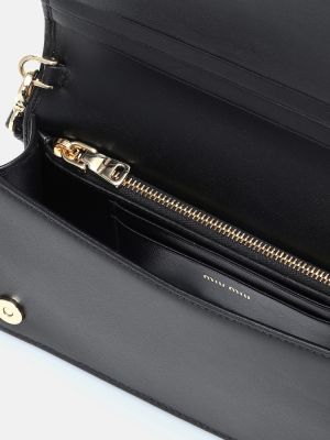 Кожени чанта тип „портмоне“ Miu Miu черно
