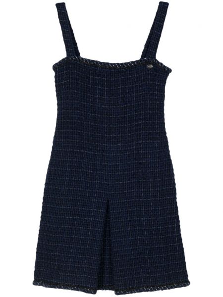 Tvídové šaty bez rukávů Chanel Pre-owned modré
