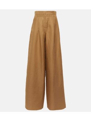 Pantalones de lino de seda bootcut Max Mara beige