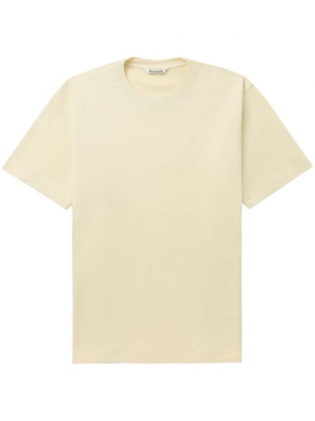 Kokvilnas t-krekls ar apaļu kakla izgriezumu Auralee dzeltens