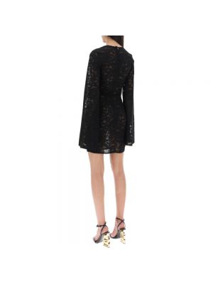 Mini vestido de flores de punto calado Dolce & Gabbana negro