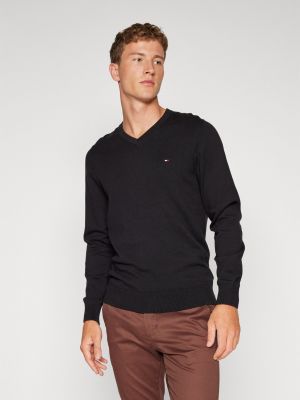 Классический свитер с v-образным вырезом Tommy Hilfiger черный