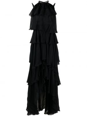 Sukienka długa z falbankami asymetryczna John Richmond czarna