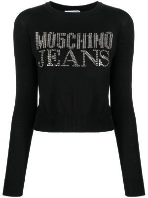 Maglione con cristalli Moschino Jeans nero