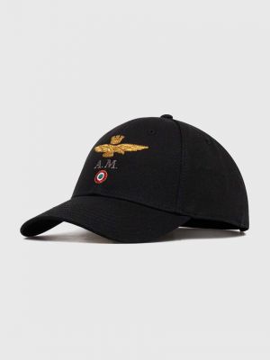 Хлопковая кепка с аппликацией Aeronautica Militare черная