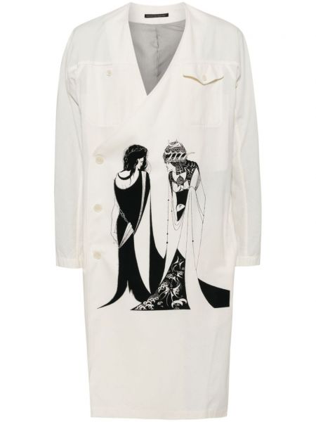 Βαμβακερό παλτό Yohji Yamamoto λευκό