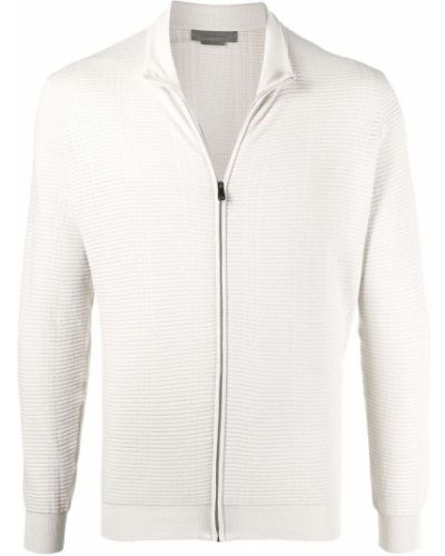 Плетен пуловер с цип Corneliani бяло