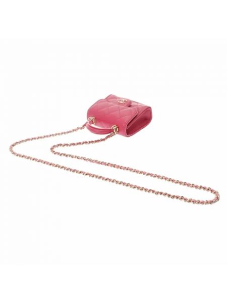 Bolsas de cadena de cuero retro Chanel Vintage rosa