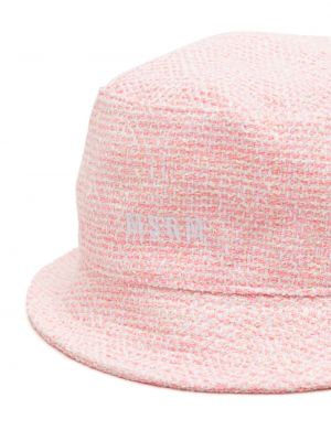 Haftowany kapelusz tweedowy Msgm różowy