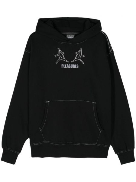 Işlemeli hoodie Pleasures siyah