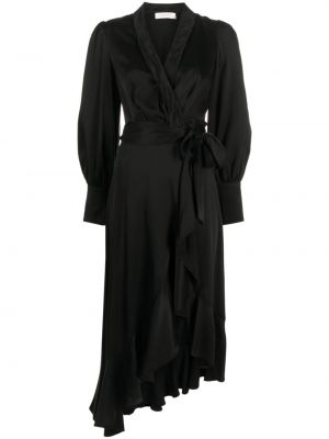 Hedvábné dlouhé šaty Zimmermann černé