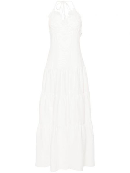 Λινή φουσκωμένο φόρεμα Ermanno Scervino λευκό