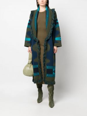 Kašmírový kabát s třásněmi Alanui modrý