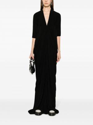 Sukienka koktajlowa z dekoltem w serek z dżerseju Rick Owens Lilies czarna