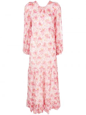 Obleka s cvetličnim vzorcem s potiskom Bytimo roza