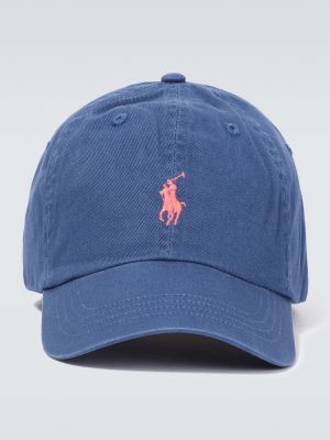 Șapcă cu broderie din bumbac Polo Ralph Lauren albastru