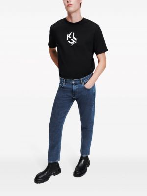 Medvilninės skinny fit džinsai Karl Lagerfeld Jeans mėlyna