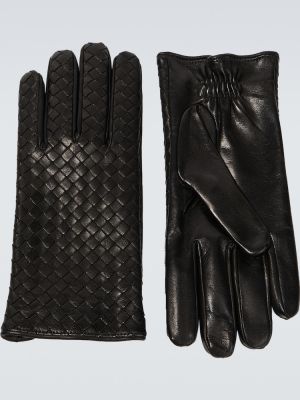Usnjene rokavice Bottega Veneta črna