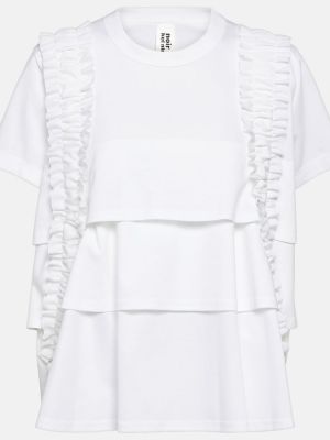 Medvilninis marškinėliai su raukiniais Noir Kei Ninomiya balta