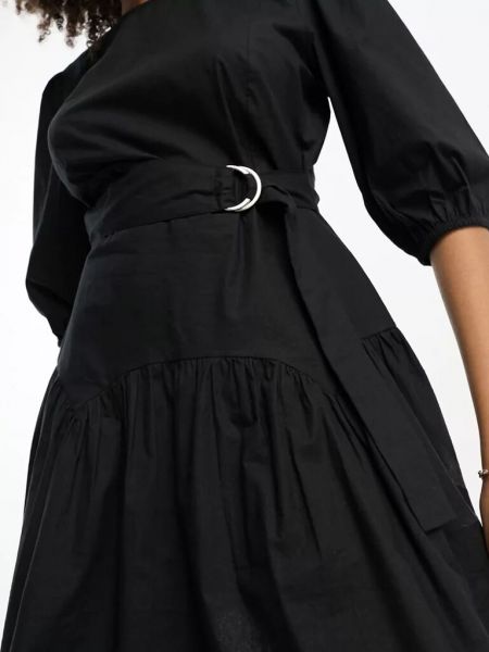 Хлопковое платье мини с низкой талией Asos черное