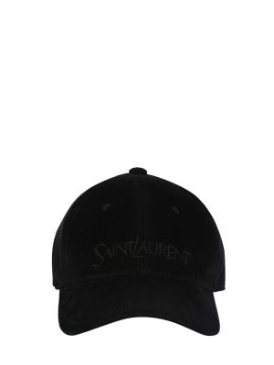 Șapcă de catifea cord din bumbac Saint Laurent negru