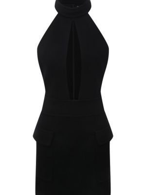 Черное шерстяное платье Saint Laurent