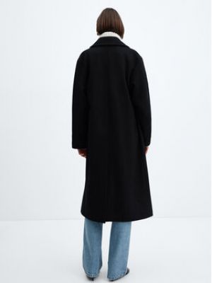 Oversized vlněný zimní kabát Mango černý