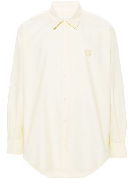 Haftowana koszula bawełniana Maison Kitsune żółta